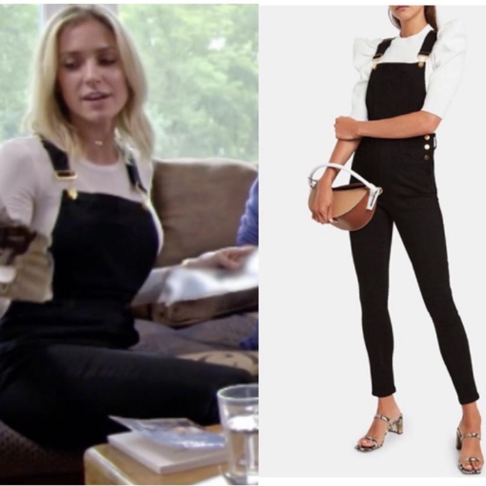 What we Wore black high rise skinny overalls M